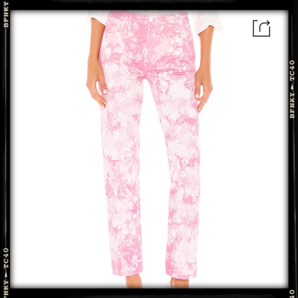 Grlfrnd White Pink Tropical Tie Dye Jean Size 27